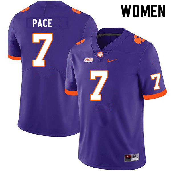 Women #7 Kobe Pace Clemson Tigers College Football Jerseys Sale-Purple - Click Image to Close